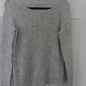 LOFT Women's Light Gray Cable Knit Sweater